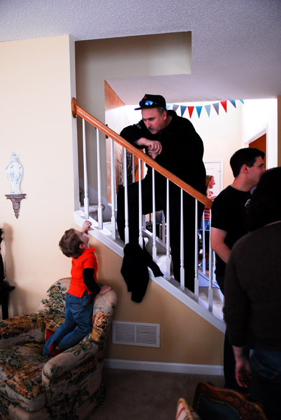 Will and his grandfather, conversing over the stairs